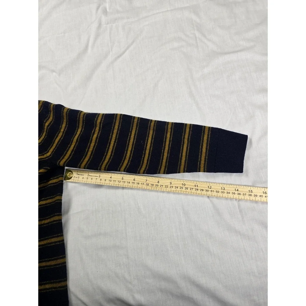 Banana Republic Sweater Mens Medium Blue Stripe Italian Merino Wool‎ Crewneck